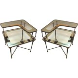 Vintage Pair of glass side tables
