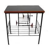 Vintage Iron Side Table / Record Rack by Jacques Adnet