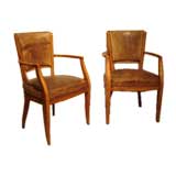 Pair of Armchairs with Original Leather Upholstery