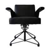Desk Chair Upholstered in Black Leather by Airborne