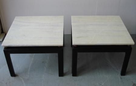 Pair of Ebonised Tables with Original Onyx Tops