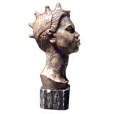 Carved marble bust of African youth