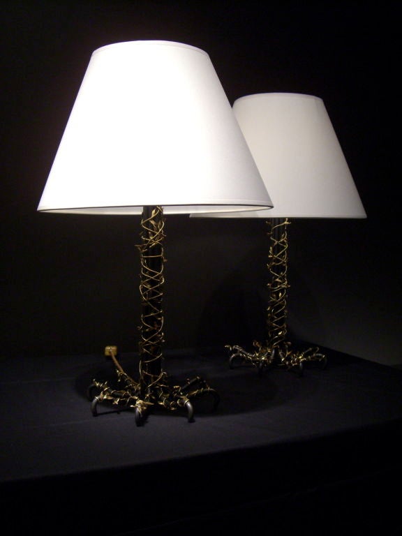 A pair of Paul Belvoir 'bramble' table lamps For Sale 2