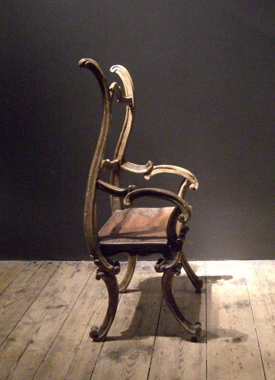 18th Century and Earlier A Venetian baroque painted chair For Sale