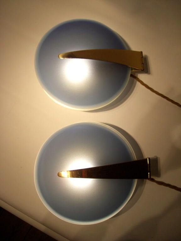 Italian A Pair of Max Ingrand Oyster Lamps For Sale