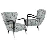 Pair of Black Lacquer Easy Chairs