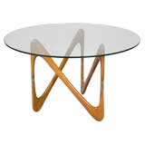 Organic Formed Occasional Table with Walnut base, 1950`s Italy
