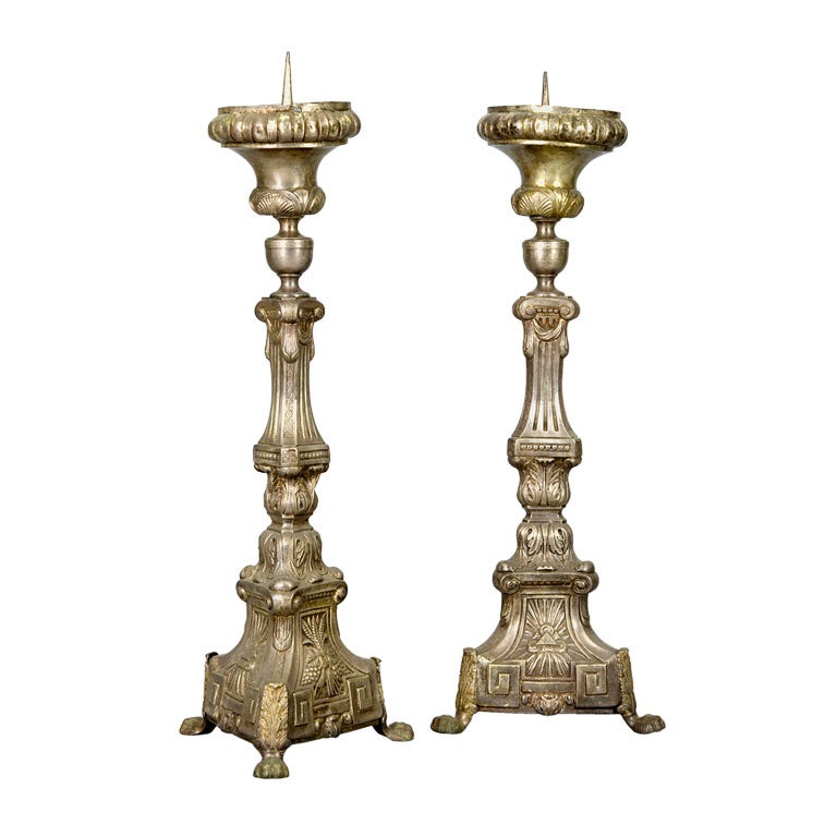 Pair of Silver Candlesticks For Sale