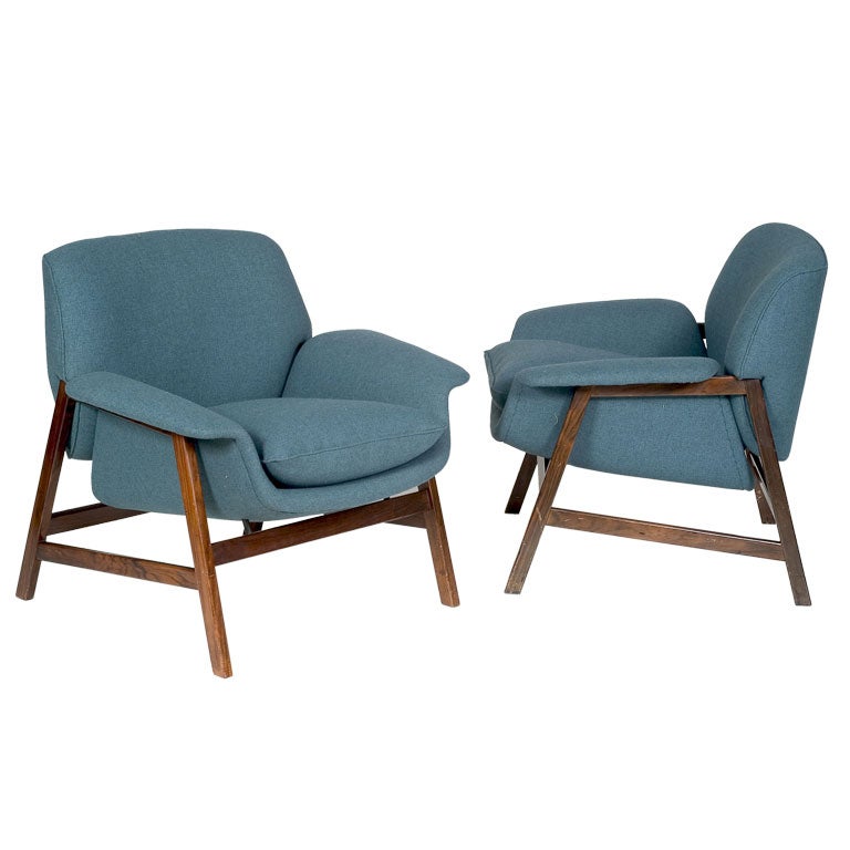 Pair of armchairs by Gianfranco Fratttini for Cassina 1958 Italy