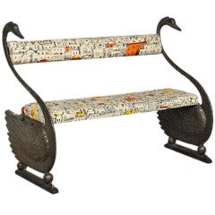 Rare and Eccentric Cast Iron Swan Bench