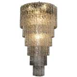 Large `Hammered` glass Chandelier by Venini