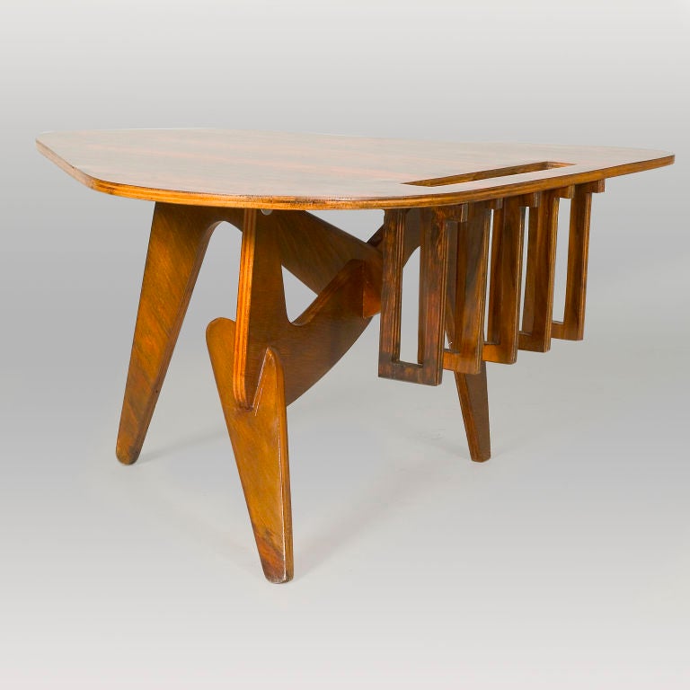 Brazilian Rare And Unusual Wood And Formica Occasional Table By Zanine