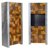 Pair of Burr Walnut Cabinets by Paul Evans