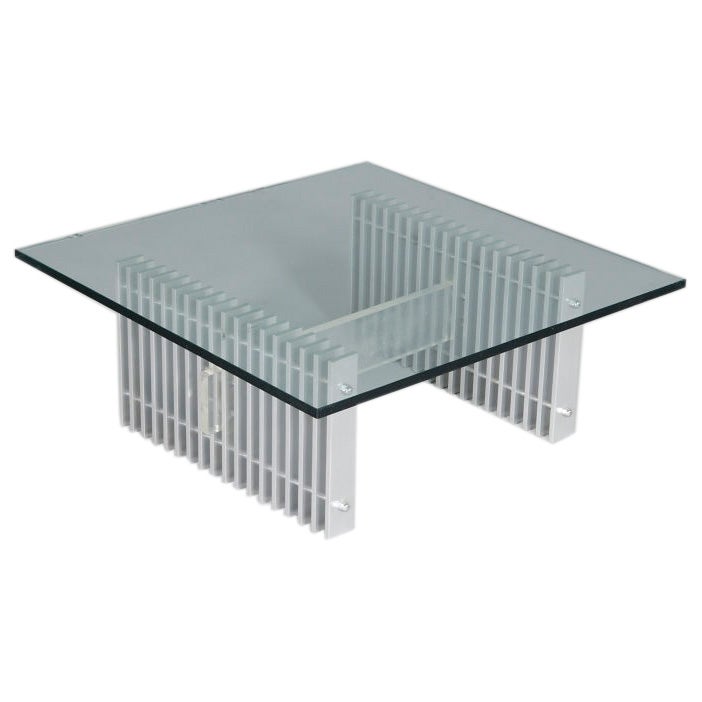 Set of 3 Aluminium and Glass `Radiator` Occasional Tables at 1stDibs