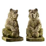 A Pair of Carved Limestone Bears by Talisman