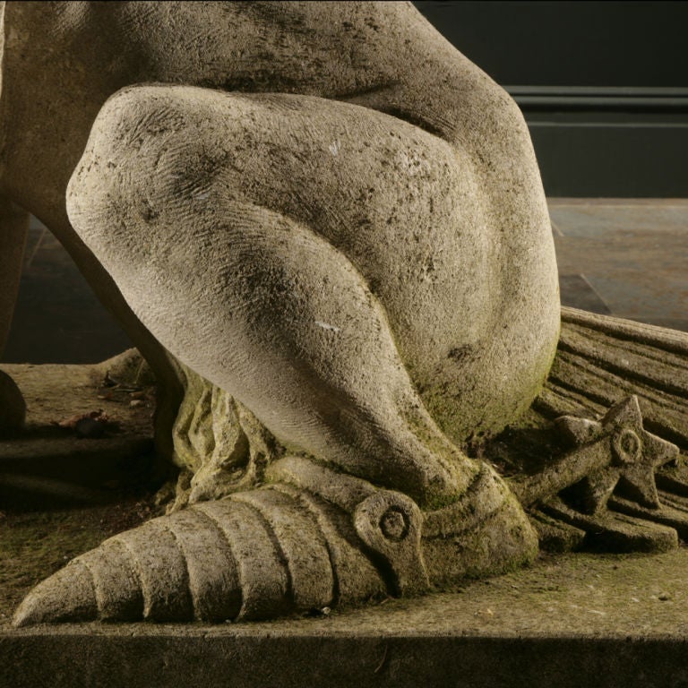 Carved A Stone Hawk & Lion Chimera By Talisman
