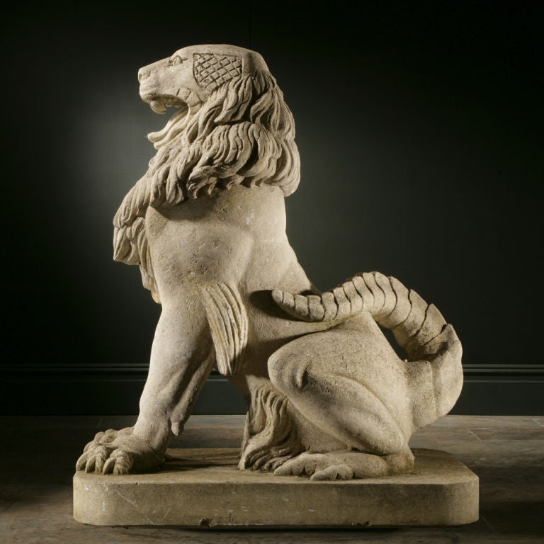 20th Century A Stone Hawk & Lion Chimera By Talisman