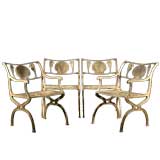 Used A Set of Four Bronzed Aluminium Garden Chairs