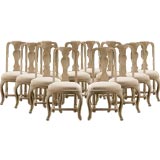 A Set of 12 Swedish Rococo Harlequin Dining Chairs