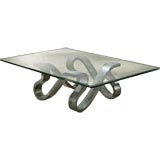 Vintage A Ribboned Granite and Glass Coffee Table