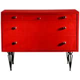 A Red Lacquer French Commode ca. 1950 A Red Lacquer French Commode ca. 1950