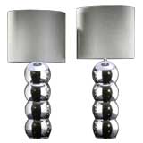 A Pair of Nickel Plated Orb Table Lamps USA 1970s