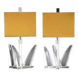 A Pair of Spiked Lucite Table Lamps USA 1970s