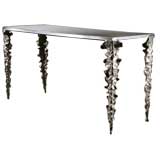 An Aluminium Console Table with Glass Top by Michael Aram