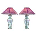 True Pair of Lilac and Turquoise Cloisonné Lamps