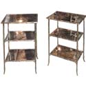 Pair of Baguès Three Tier Bamboo Bronze End Tables
