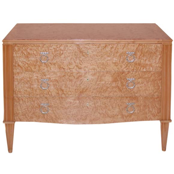 30's Pearlescent Birch Wood Commode Attributed to Léon Jallot For Sale