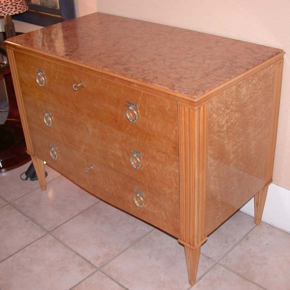 French 30's Pearlescent Birch Wood Commode Attributed to Léon Jallot For Sale