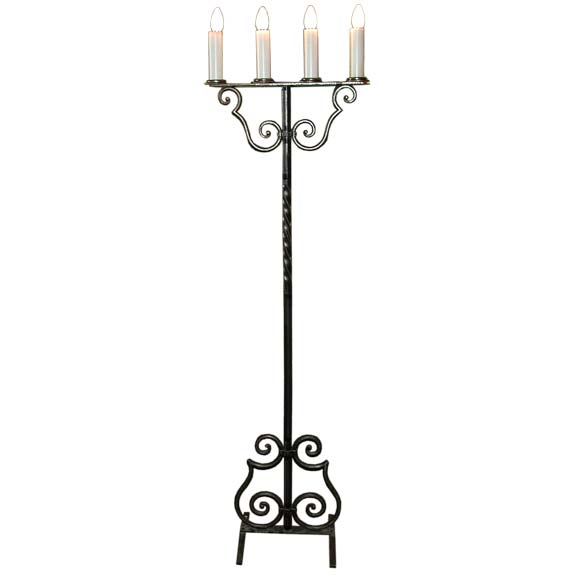 Wrought Iron Candle Floor Lamp For Sale at 1stDibs