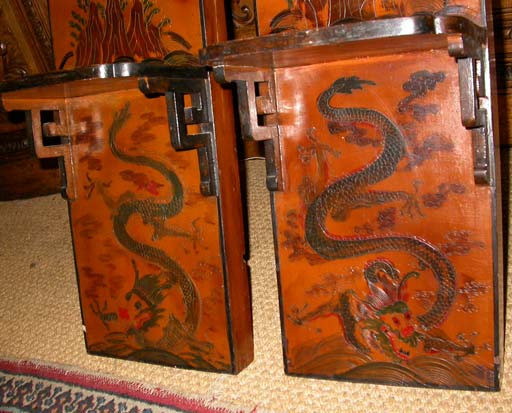 Pair of Chinoiserie Dragon Shelves For Sale 1