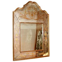 Gilt Decorated Eglomise Frame Mirror