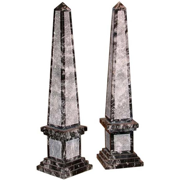 Pair of Marble Obelisks