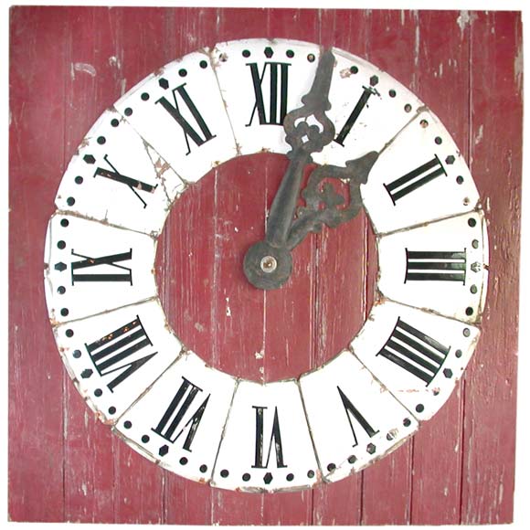 Late 19th Century Roman Numeral Enameled Copper Station Clock For Sale