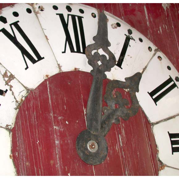 French Late 19th Century Roman Numeral Enameled Copper Station Clock For Sale