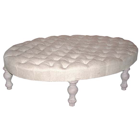 Large Oval Tufted Poof For Sale