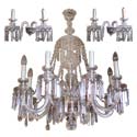 Crystal Glass Chandelier and Pair of Wall Light Appliques