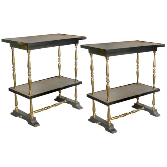 Pair of Two Tier End Tables For Sale