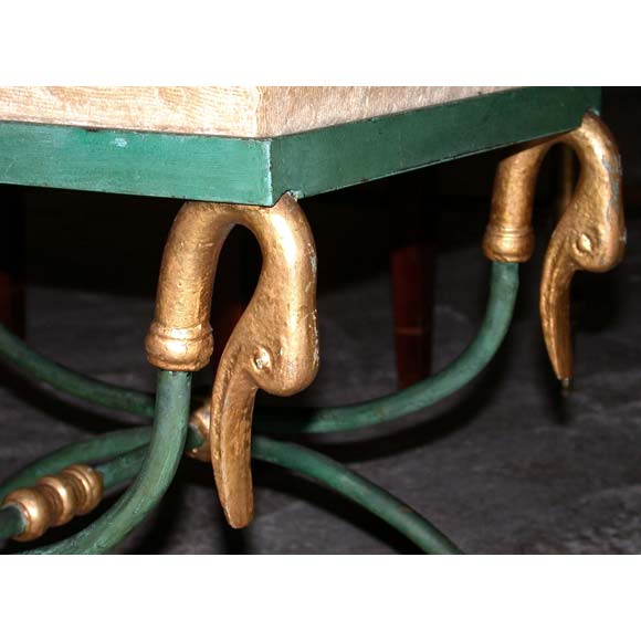 Gilt Pair of Swan Head Stools For Sale