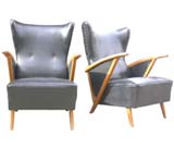 Pair of 50
s Wing Back Armchairs