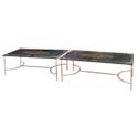 Pair of Bamboo and Decorated Patina Plateau Coffee Tables