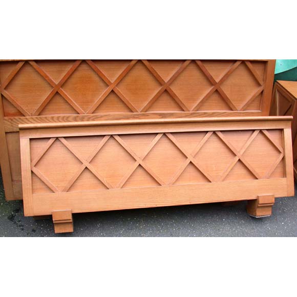 French X Decorated Oak Bed Frame For Sale