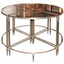 Four Quarter Brass and Fumé Glass Coffee Table