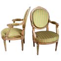 Pair of Louis XVI Style Oval Back Fauteuils