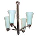 Four Branch Chrome Pastel Bleu Shade Ceiling Light