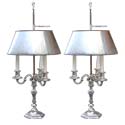 Pair of Silver Bronze Bouillotte Lamps