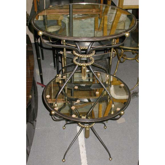 Pair of Gilt Rope Gueridons or End Tables by Merceris For Sale 1